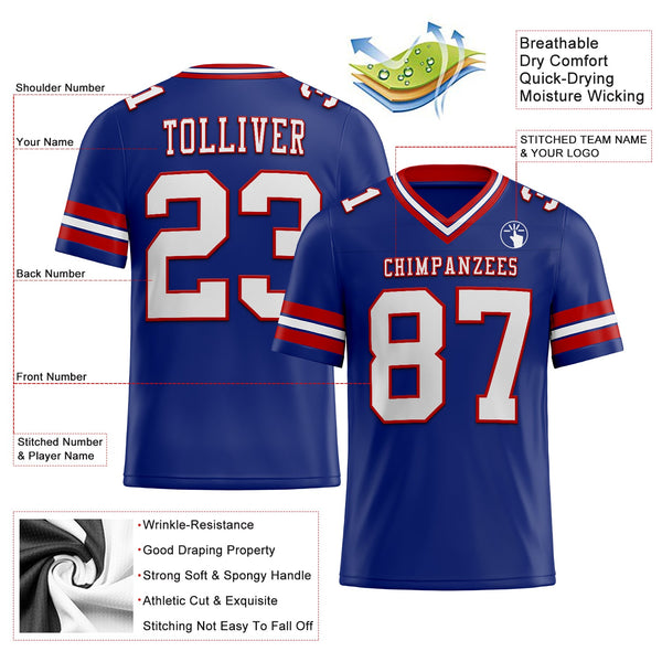 Custom Royal White-Red Authentic Football Jersey alternate