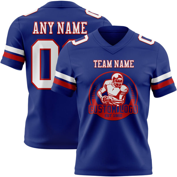 Custom Royal White-Red Authentic Football Jersey alternate