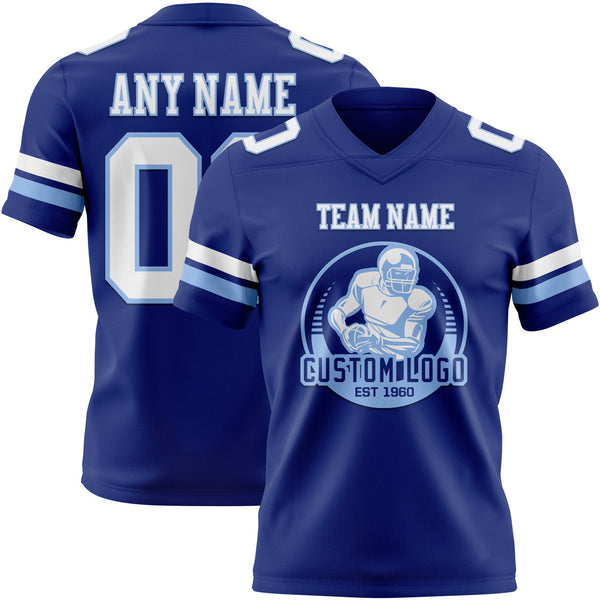 Custom Royal White-Light Blue Authentic Football Jersey alternate
