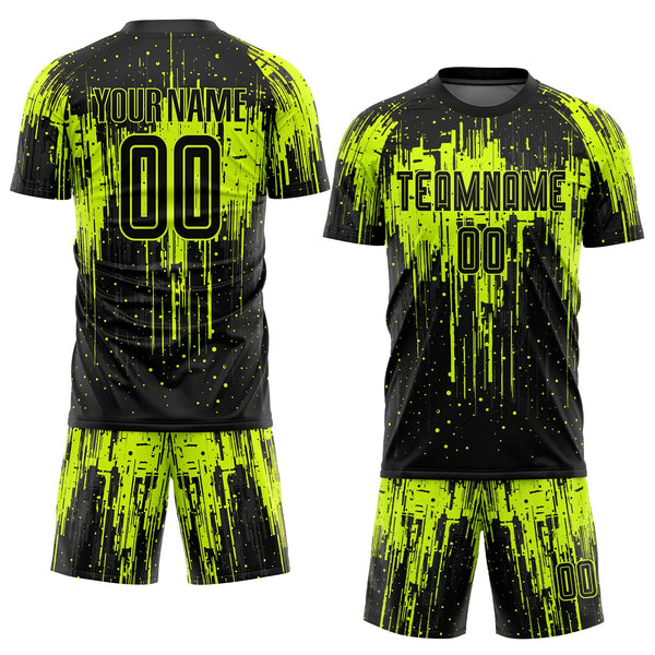 Custom Neon Green Black Sublimation Soccer Uniform Jersey alternate