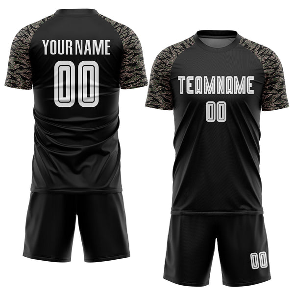 Custom Black White-Camo Sublimation Soccer Uniform Jersey alternate