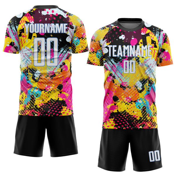 Custom Graffiti Pattern White-Light Blue Sublimation Soccer Uniform Jersey alternate