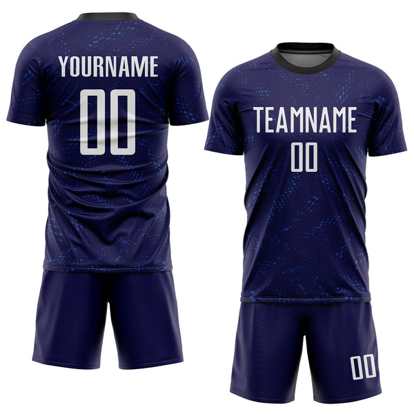 Custom Dark Purple White-Black Sublimation Soccer Uniform Jersey alternate