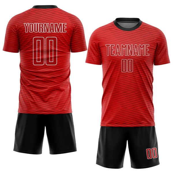 Custom Red Red-Black Sublimation Soccer Uniform Jersey alternate