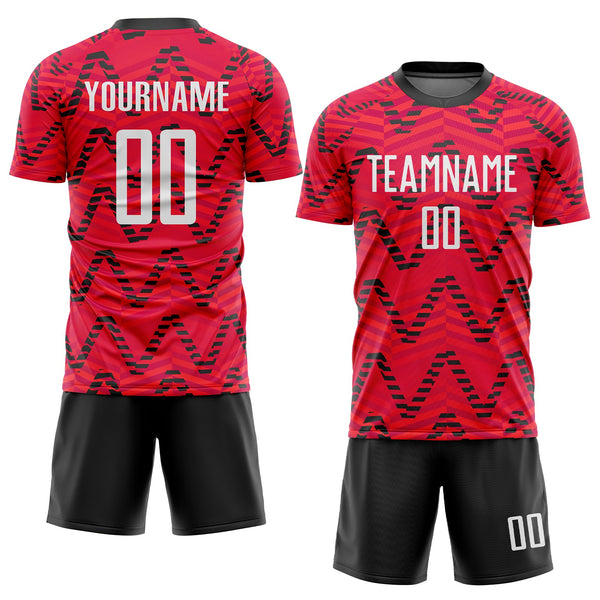 Custom Red White-Black Sublimation Soccer Uniform Jersey alternate