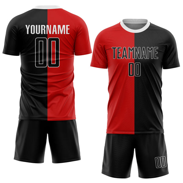 Custom Red Black-White Sublimation Split Fashion Soccer Uniform Jersey alternate