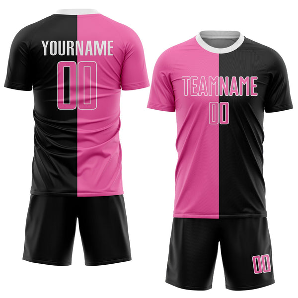 Custom Black Pink-White Sublimation Split Fashion Soccer Uniform Jersey alternate