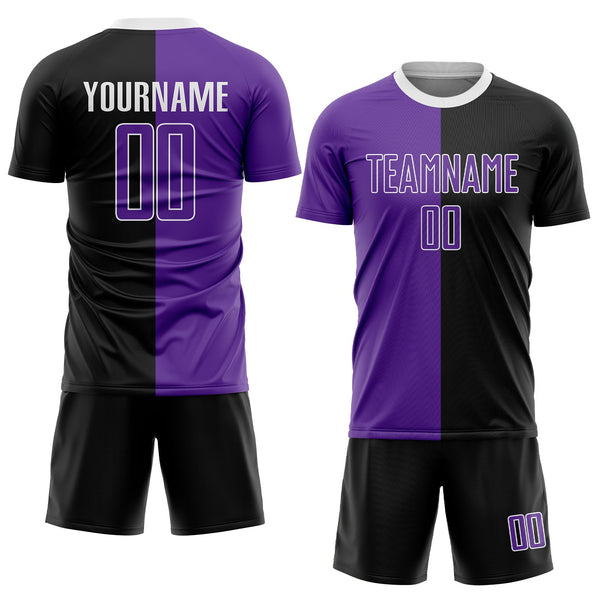 Custom Black Purple-White Sublimation Split Fashion Soccer Uniform Jersey alternate