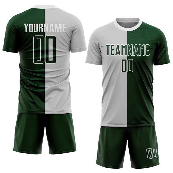 Custom Gray Green-White Sublimation Split Fashion Soccer Uniform Jersey alternate