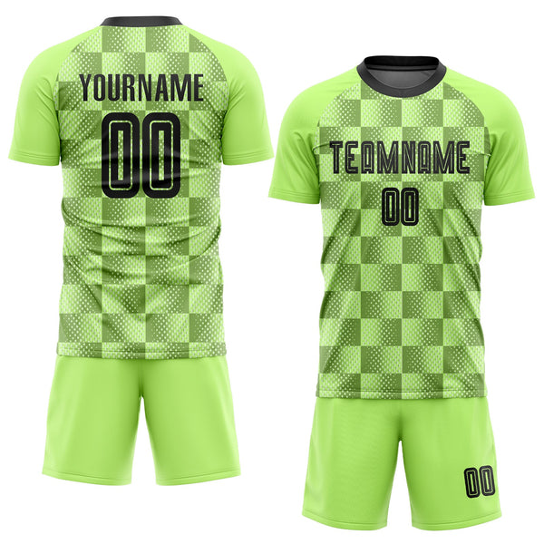 Custom Neon Green Black Third Sublimation Soccer Uniform Jersey alternate