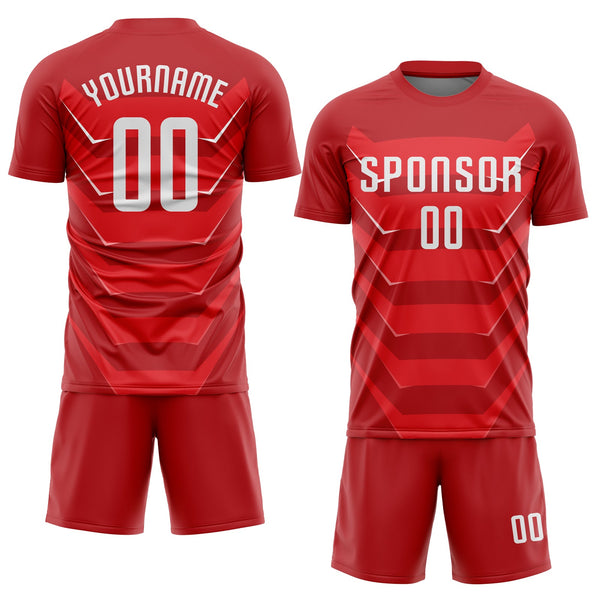 Custom Red White Sublimation Soccer Uniform Jersey alternate