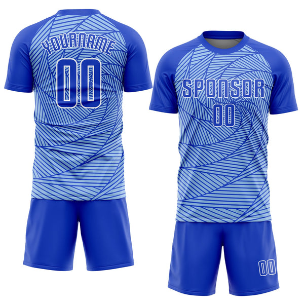 Custom Light Blue Royal-White Sublimation Soccer Uniform Jersey alternate