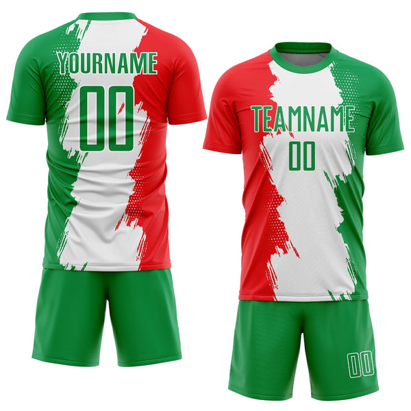 Custom Grass Green Red-White Sublimation Mexico Soccer Uniform Jersey alternate