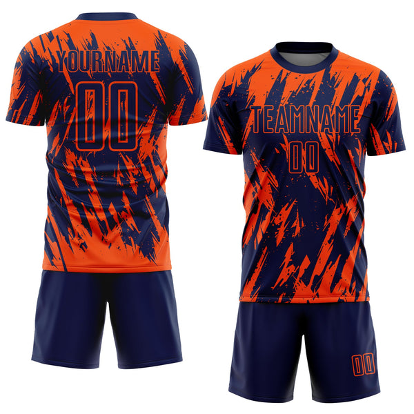 Custom Orange Navy Sublimation Soccer Uniform Jersey alternate