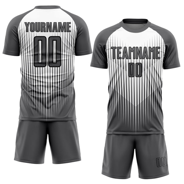 Custom Gray White-Black Lines Sublimation Soccer Uniform Jersey alternate