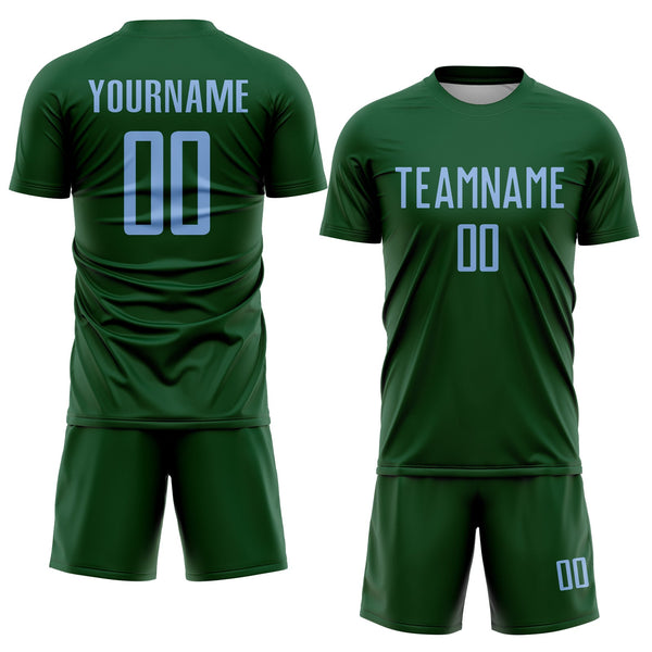 Custom Green Light Blue Sublimation Soccer Uniform Jersey alternate