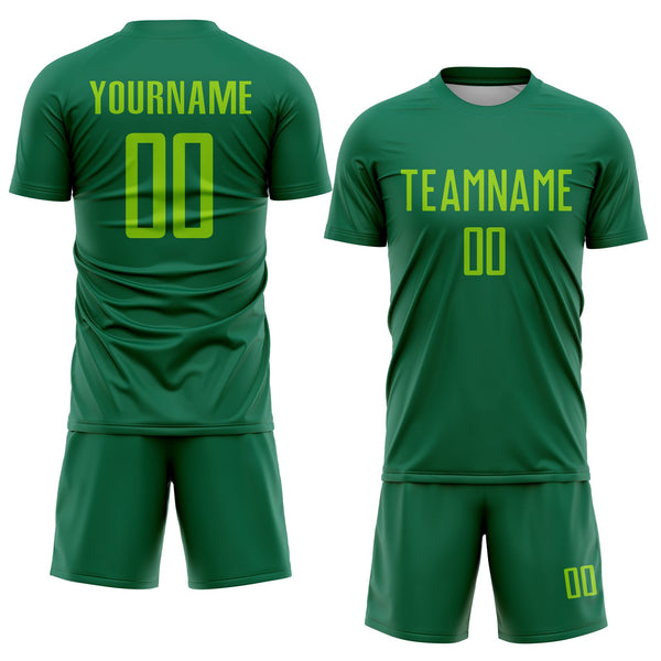 Custom Kelly Green Neon Green Sublimation Soccer Uniform Jersey alternate