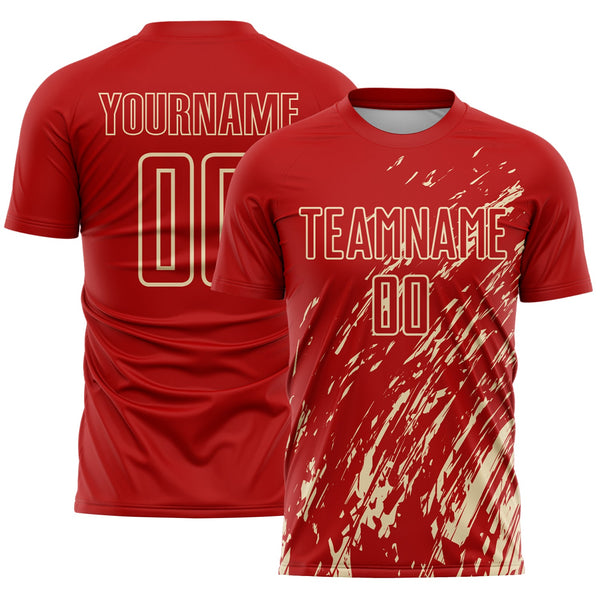 Custom Red Cream Splash Sublimation Soccer Uniform Jersey