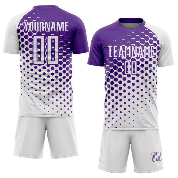 Custom White Purple Modern Polka Dot Sublimation Soccer Uniform Jersey alternate