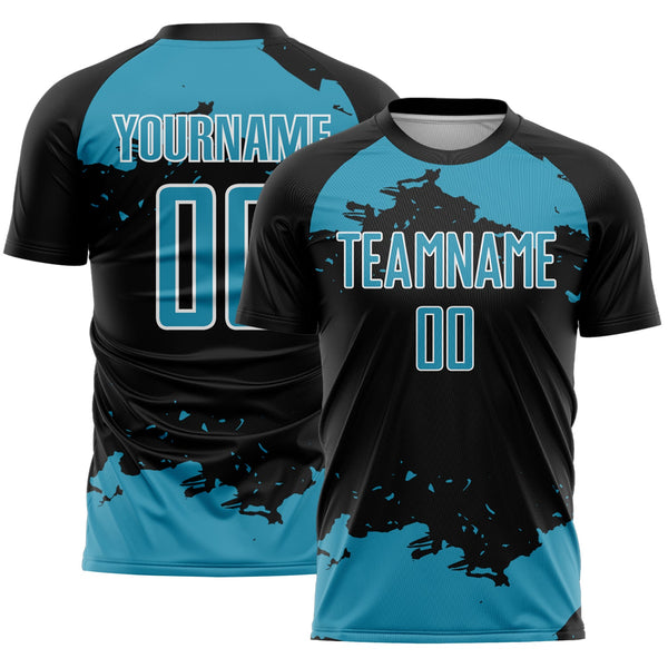 Custom Black Panther Blue-White Abstract Fragment Art Sublimation Soccer Uniform Jersey