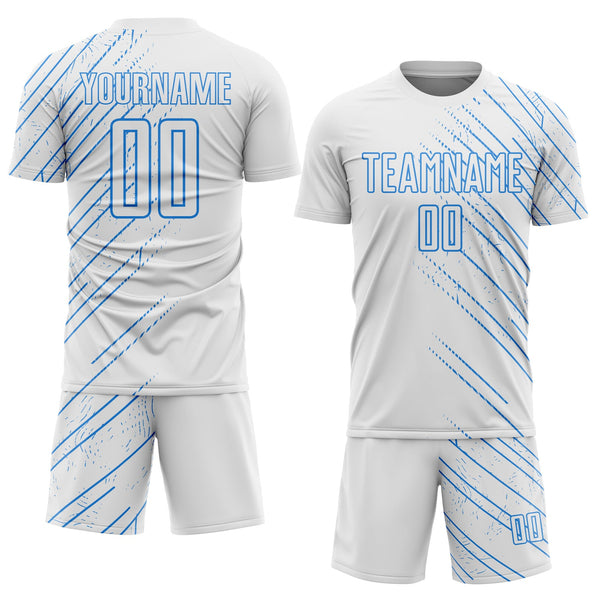 Custom White Powder Blue Lines Sports Sublimation Soccer Uniform Jersey alternate