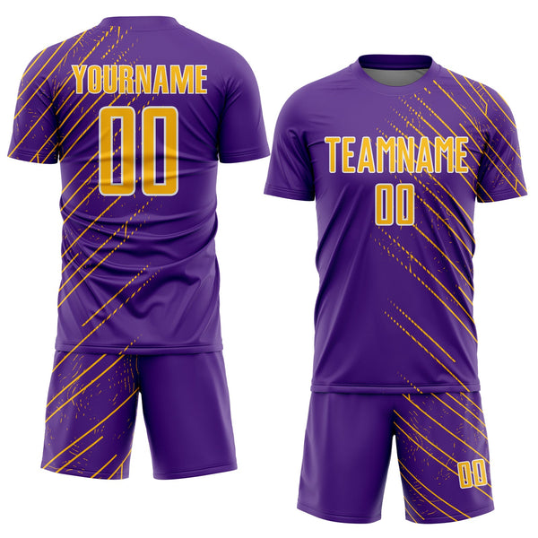 Custom Purple Gold-White Lines Sports Sublimation Soccer Uniform Jersey alternate