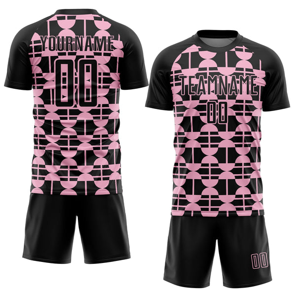 Custom Black Light Pink Geometric Shapes Sports Sublimation Soccer Uniform Jersey alternate