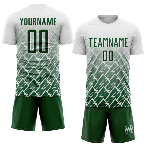 Custom White Green Lightning Sports Sublimation Soccer Uniform Jersey alternate