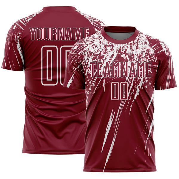 Custom Crimson White Splash Sports Sublimation Soccer Uniform Jersey
