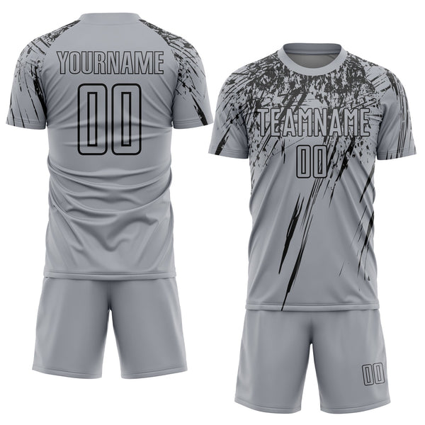 Custom Gray Black Splash Sports Sublimation Soccer Uniform Jersey alternate