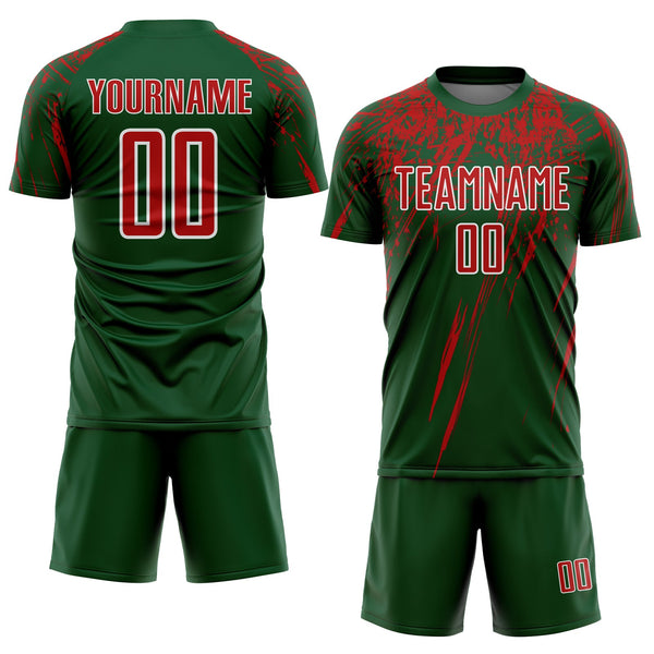 Custom Green Red-White Splash Sports Sublimation Soccer Uniform Jersey alternate