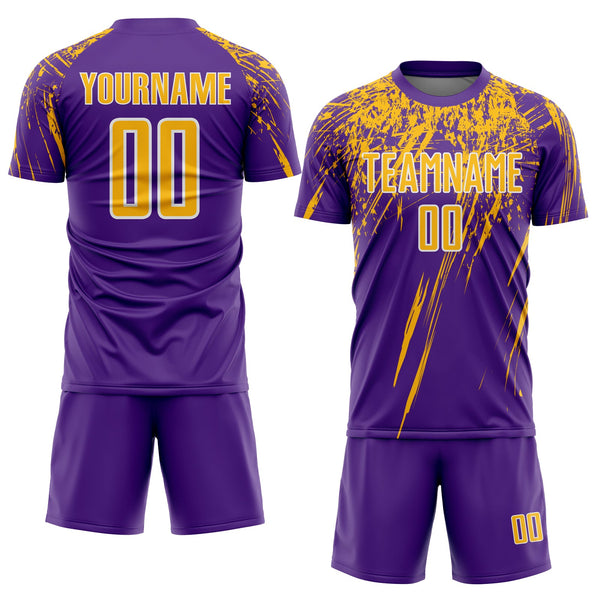 Custom Purple Gold-White Splash Sports Sublimation Soccer Uniform Jersey alternate