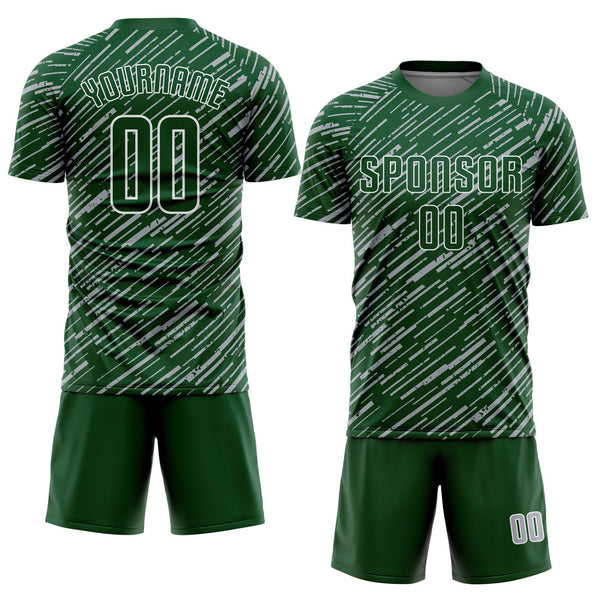 Custom Green Gray-White Line Sports Sublimation Soccer Uniform Jersey alternate