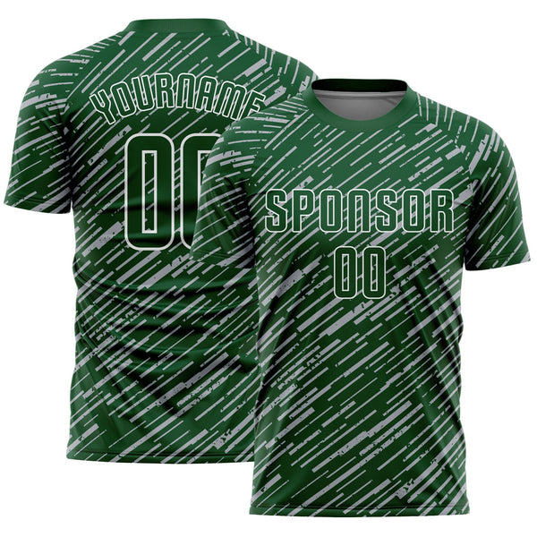 Custom Green Gray-White Line Sports Sublimation Soccer Uniform Jersey