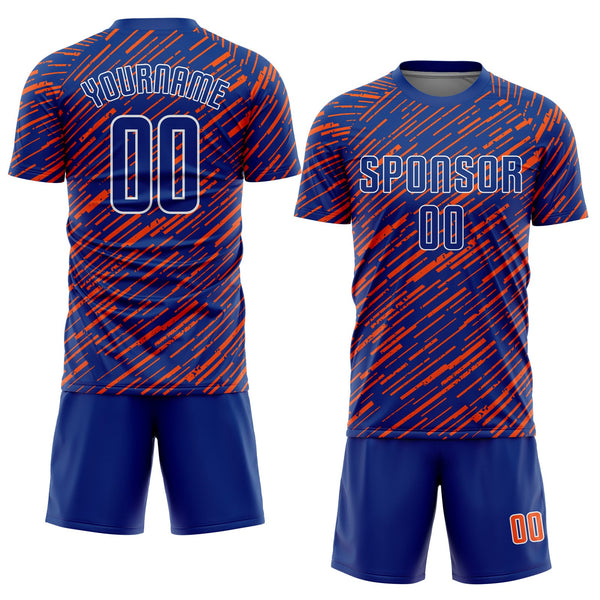 Custom Royal Orange-White Line Sports Sublimation Soccer Uniform Jersey alternate