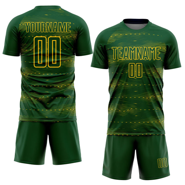 Custom Green Yellow Streamline Wave Cyberpunk Neon Tech Sports Sublimation Soccer Uniform Jersey alternate
