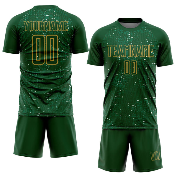 Custom Green Old Gold-Kelly Green France Speckle Sublimation Soccer Uniform Jersey alternate