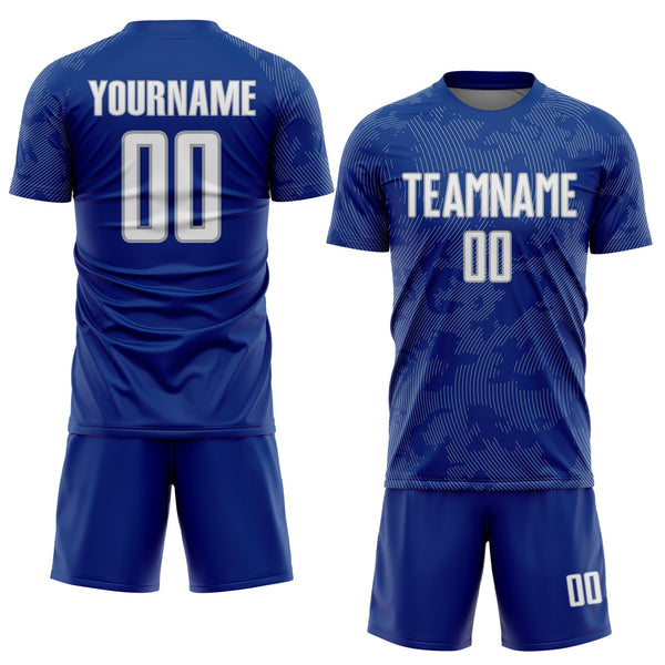 Custom Royal White-Gray Curve Lines Sublimation Soccer Uniform Jersey alternate