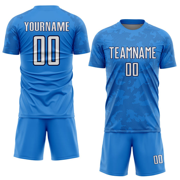Custom Powder Blue White-Navy Curve Lines Sublimation Soccer Uniform Jersey alternate
