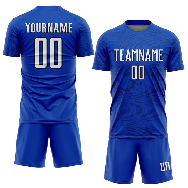 Custom Thunder Blue White-Navy Curve Lines Sublimation Soccer Uniform Jersey alternate