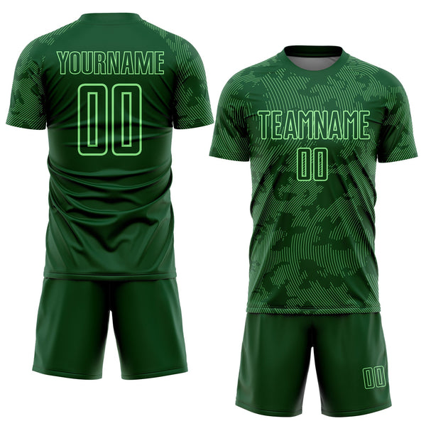 Custom Green-Pea Green Curve Lines Sublimation Soccer Uniform Jersey alternate