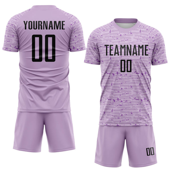 Custom Light Purple-Black Distressed Fragment Brush Stroke Sublimation Soccer Uniform Jersey alternate