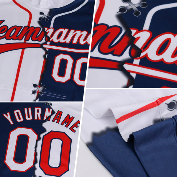 Custom Black Gold Split Ripped Pattern Baseball Pullover Sweatshirt Hoodie alternate