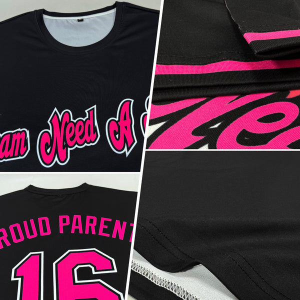 Custom Black Pink-White Performance T-Shirt alternate