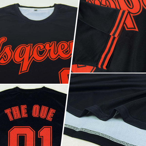 Custom Black Orange-Black Performance T-Shirt alternate