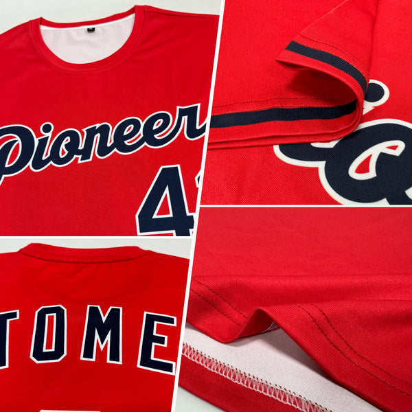 Custom Red Navy-White Performance T-Shirt alternate