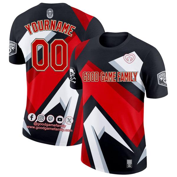 Custom Black Red Cream-Gray 3D Esports Performance Good Game Family Community T-Shirt