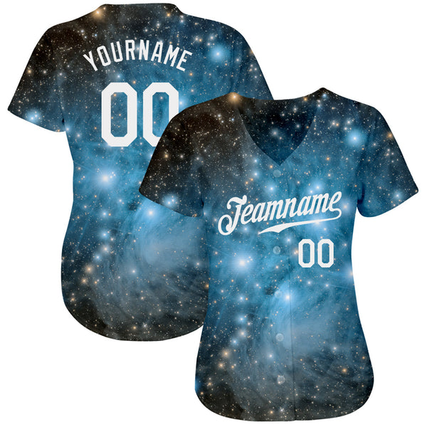 Custom Tie Dye White-Black 3D Authentic Baseball Jersey alternate