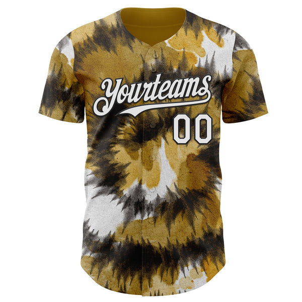 Custom Tie Dye White-Black Shibori Pattern Authentic Baseball Jersey alternate