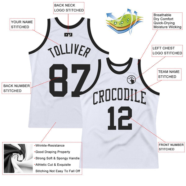 Custom White Black Authentic Throwback Basketball Jersey alternate